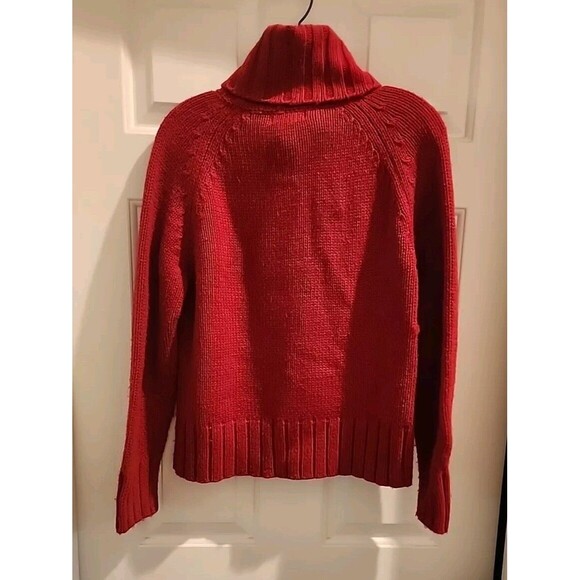 Carol Rose Knit Red Cardigan Sweater Women  Size M Cowell Neck - Picture 2 of 9